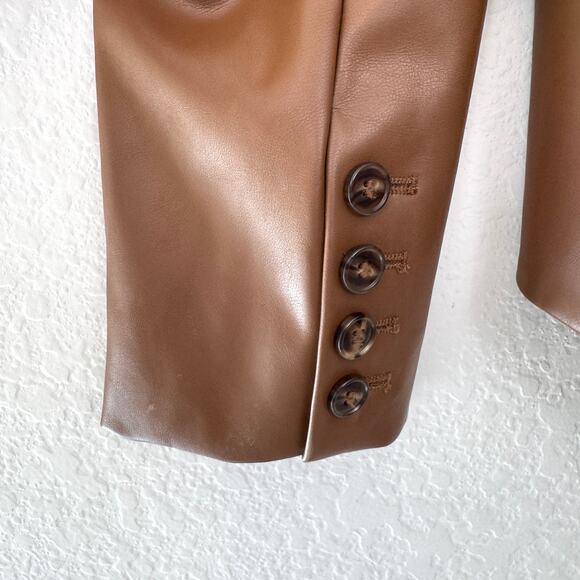 Evereve Womens Elizabeth St. Blazer Size S Neutral Minimal Fall Vegan Cognac - Picture 6 of 10